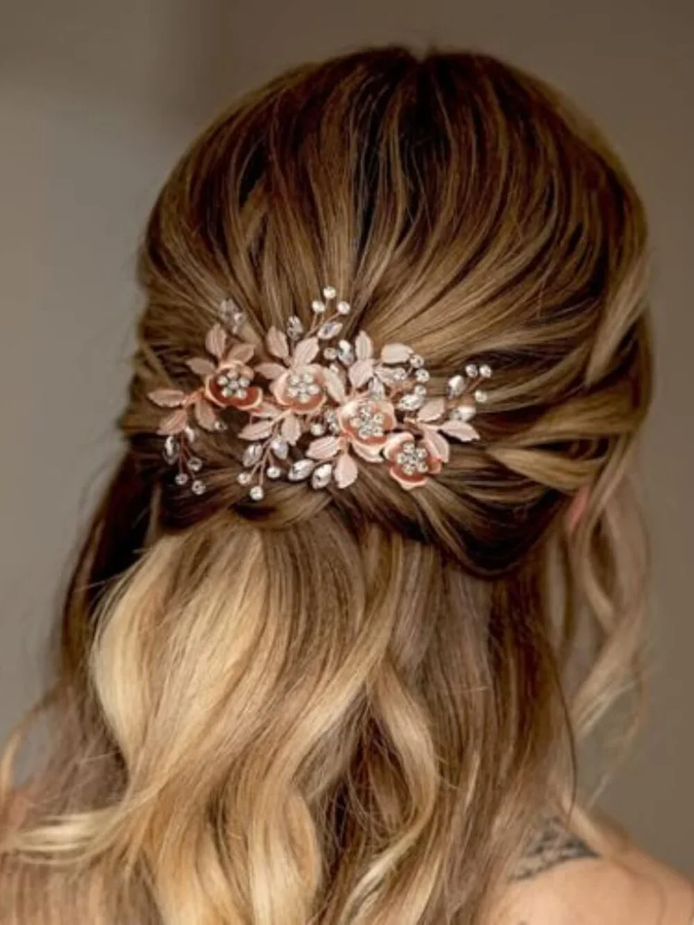 New - Bridal‎ Hair Accessories Bright Rose Gold Wedding Hair Duckbill Clip for B